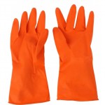 ถุงมือยางรุ่นบางสีส้มตราอีเกิลวัน 1